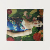 Elegant Art Deco Style Woman met Large Flowers Art Wandkleed (Voorkant (horizontaal))