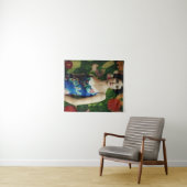 Elegant Art Deco Style Woman met Large Flowers Art Wandkleed (In Situ (horizontaal))