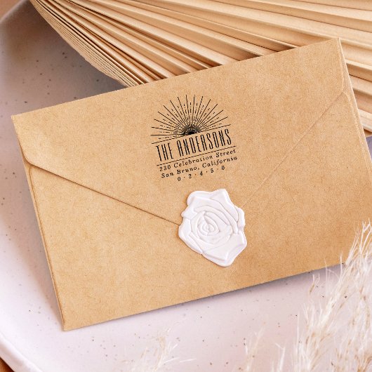 Elegant Art Deco Sun Aangepast adres & retouradres Rubberstempel