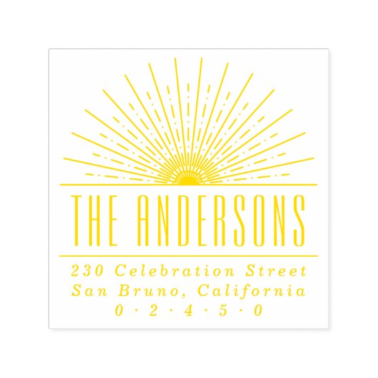 Elegant Art Deco Sun Aangepast adres & retouradres Zelfinktende Stempel (Design)