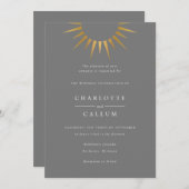 Elegant art deco sun bruiloft uitnodiging (Voorkant / Achterkant)