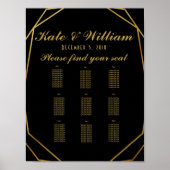 Elegant art deco Table plan party/bruiloft Poster (Voorkant)
