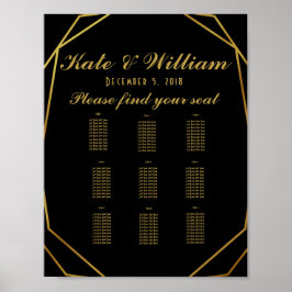 Elegant art deco Table plan party/bruiloft Poster
