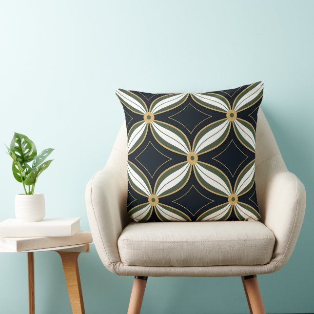Elegant art deco tegelpatroon kussen (Stoel)