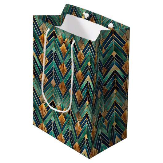 Elegant Art Deco tiled pattern  Medium Cadeauzakje (Voorkant Gekanteld)