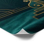 Elegant Art Deco Tree Silhouette Gold & Teal Poste Poster (Hoek)
