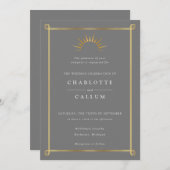 Elegant art deco trouwuitnodiging kaart (Voorkant / Achterkant)