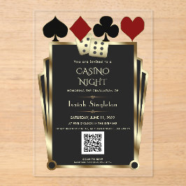 Elegant Art Deco Vegas Casino Night Graduation  Acryl Uitnodigingen