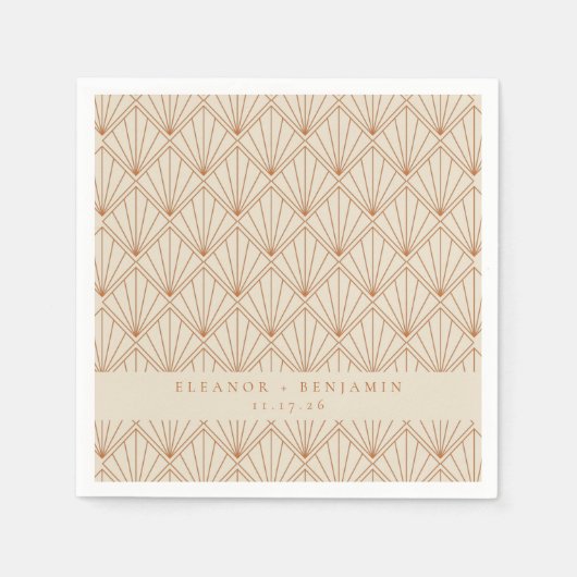 Elegant Art Deco Verbrandt Oranje huwelijk Servet (Voorkant)