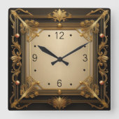 Elegant Art Deco Vierkante Klok (Voorkant)