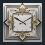 Elegant Art Deco Vierkante Klok<br><div class="desc">Geweldig klokontwerp. Je zult het leuk vinden als anderen. U kunt dit ontwerp vrij gebruiken voor andere producten die u wilt of om jouw tekst aan te passen en toe te voegen. Volg me voor meer. Met vriendelijke groet. Een leuke dag.</div>