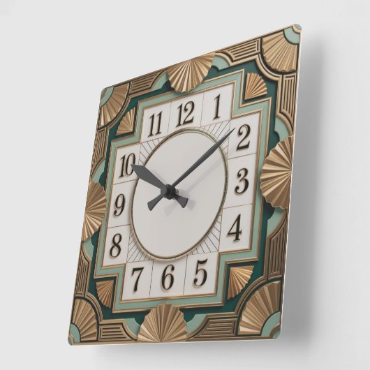 Elegant Art Deco Vierkante Klok (Hoek)