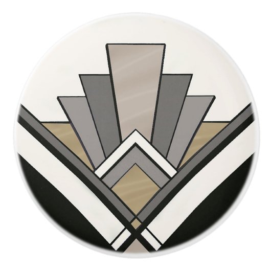 Elegant Art Deco-waaierontwerp Keramische Knop (Voorkant)