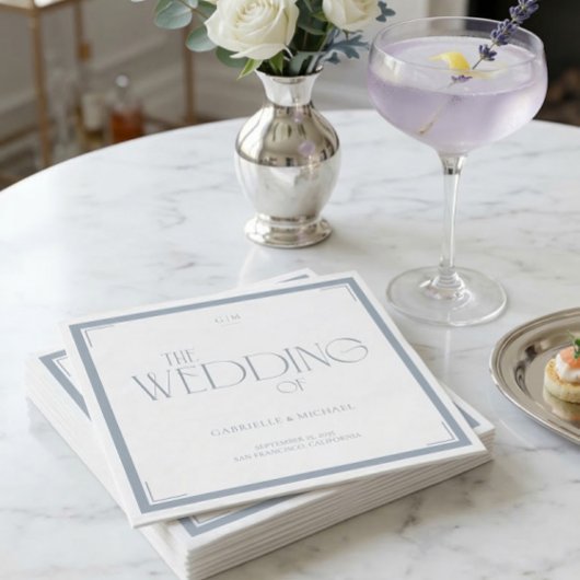 Elegant Art Deco Wedding Dusty Blue Servet