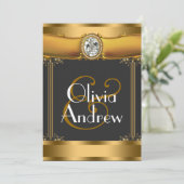 Elegant Art Deco Wedding Invitations Kaart (Staand voorkant)