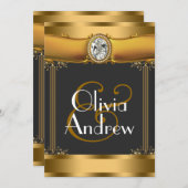 Elegant Art Deco Wedding Invitations Kaart (Voorkant / Achterkant)