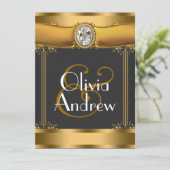 Elegant Art Deco Wedding Invitations Kaart (Staand voorkant)