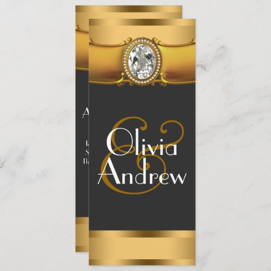 Elegant Art Deco Wedding Invitations Kaart (Voorkant / Achterkant)