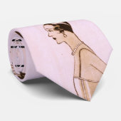Elegant Art Deco Woman in Roze Stropdas (Opgerold)
