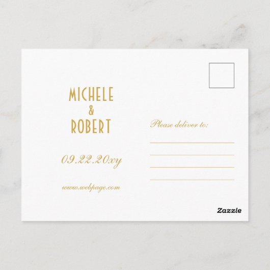 Elegant Art Deco Zwart Goud Lijst Save the Date Briefkaart (Achterkant)