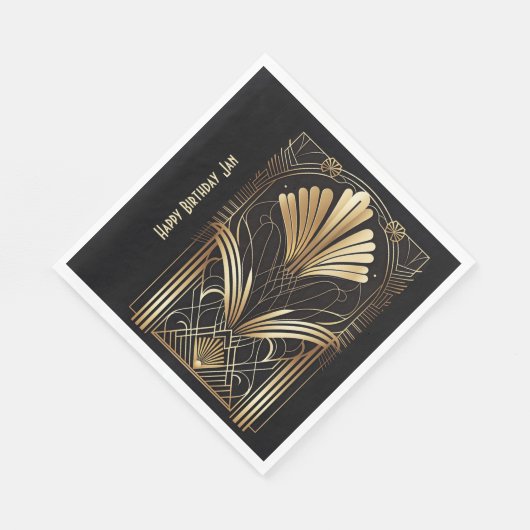 Elegant art-deco zwart & goudservet op maat servet (Hoek)