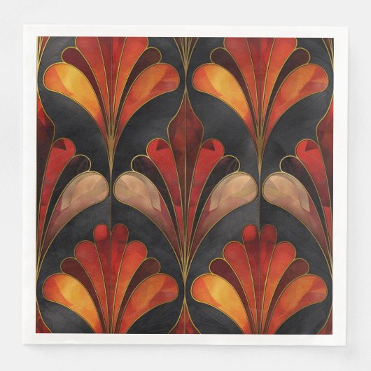 Elegant Art Deco zwart rood goud Servet (Voorkant)