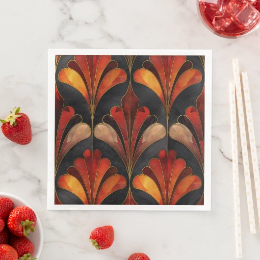 Elegant Art Deco zwart rood goud Servet (Insitu)