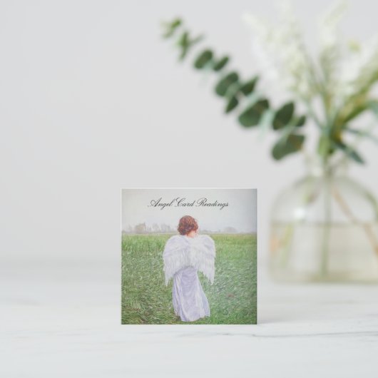 Elegant Art Design Angel-kaart lezen Vierkante Visitekaartje (Staand voorkant)
