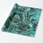 Elegant Art Glass Blue Green Jewel Aqua Kerstmis Cadeaupapier (Uitgerold)