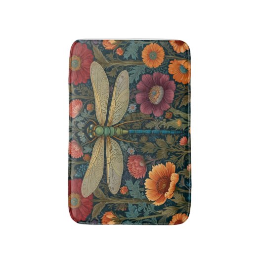 Elegant art nouveau Autumn floral Dragonfly Badmat (Voorkant Verticaal)