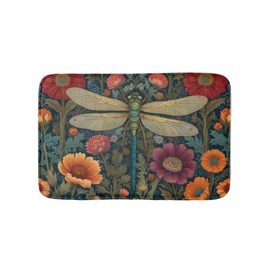 Elegant art nouveau Autumn floral Dragonfly Badmat (Voorkant)