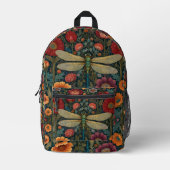 Elegant art nouveau Autumn floral Dragonfly Bedrukte Rugzak (Voorkant)