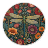 Elegant art nouveau Autumn floral Dragonfly Keramische Knop (Voorkant)