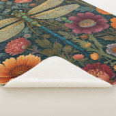 Elegant art nouveau Autumn floral Dragonfly Sherpa Deken (3/4)