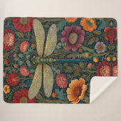 Elegant art nouveau Autumn floral Dragonfly Sherpa Deken (Voorkant (horizontaal))