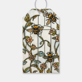 Elegant art nouveau botanical  bee stain glass cadeaulabel (Voorkant)