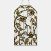 Elegant art nouveau botanical  bee stain glass cadeaulabel (Achterkant)
