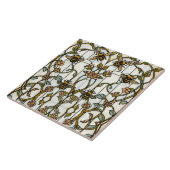 Elegant art nouveau botanical  bee stain glass tegeltje (Zijkant)