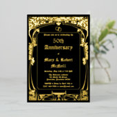 Elegant Art Nouveau bruiloft Jubileum Folie Uitnodiging (Staand Voorkant)