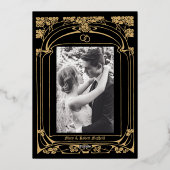 Elegant Art Nouveau bruiloft Jubileum Folie Uitnodiging (Achterkant)