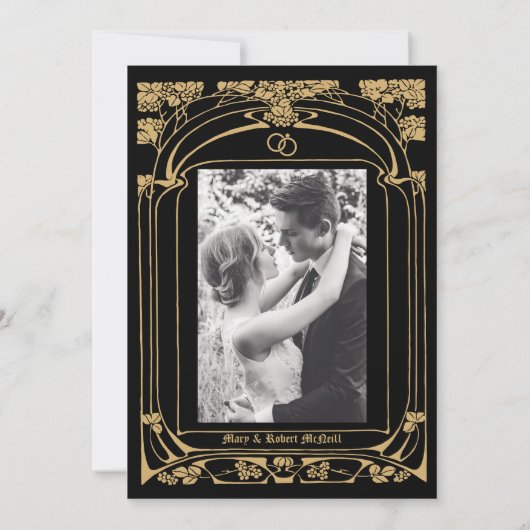 Elegant Art Nouveau bruiloft Jubileum Kaart (Achterkant)