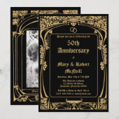 Elegant Art Nouveau bruiloft Jubileum Kaart (Voorkant / Achterkant)