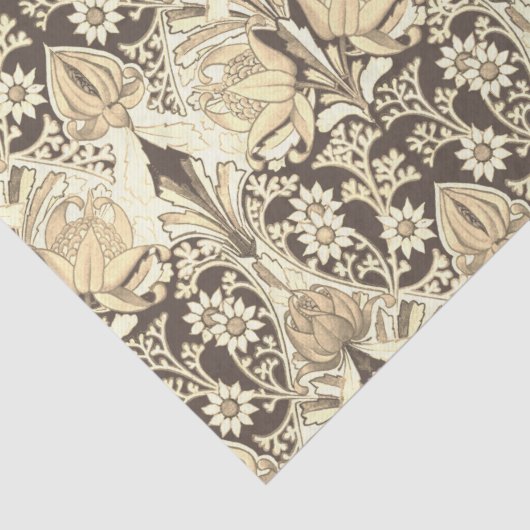 Elegant  Art Nouveau bruin bloempatroon Tissuepapier (Detail)