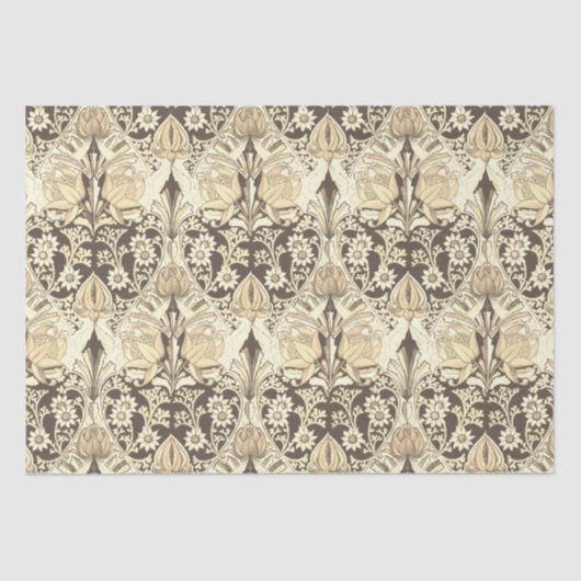 Elegant Art Nouveau bruin bloempatroon Tissuepapier (Voorkant)