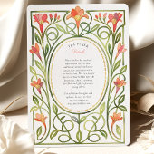 Elegant Art Nouveau Coral Lily Wedding Invite Kaart