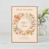 Elegant Art Nouveau Floral Verloving Aankondiging (Staand voorkant)