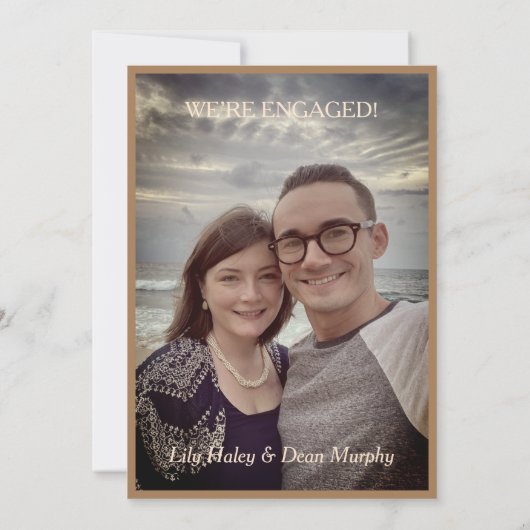 Elegant Art Nouveau Floral Verloving Aankondiging (Achterkant)