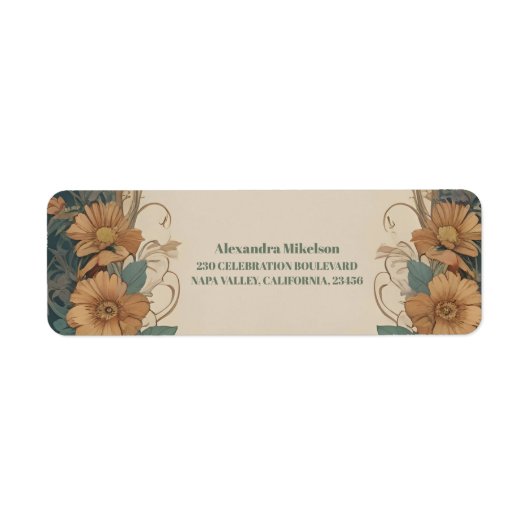 Elegant Art Nouveau Floral Vrijgezellenfeest Etiket (Voorkant)