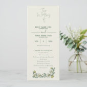 Elegant art nouveau floral wedding program programmakaart (Staand voorkant)