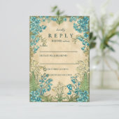 Elegant Art Nouveau Floral Wedding RSVP Kaartje (Staand voorkant)